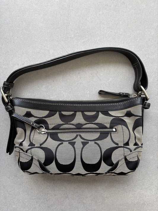 Coach Monogram East West Black and Grey Shoulder Bag