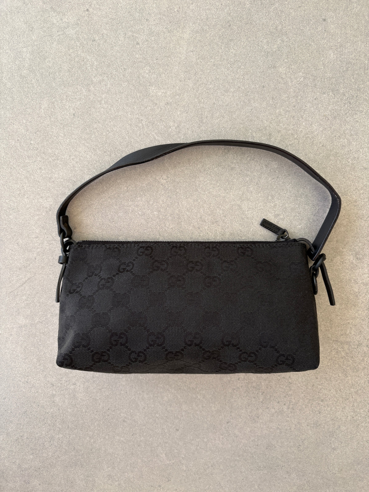 Gucci Black GG Canvas and Leather Pochette