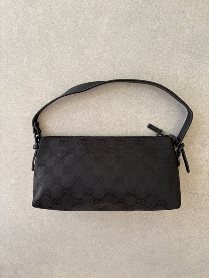 Gucci Black GG Canvas and Leather Pochette