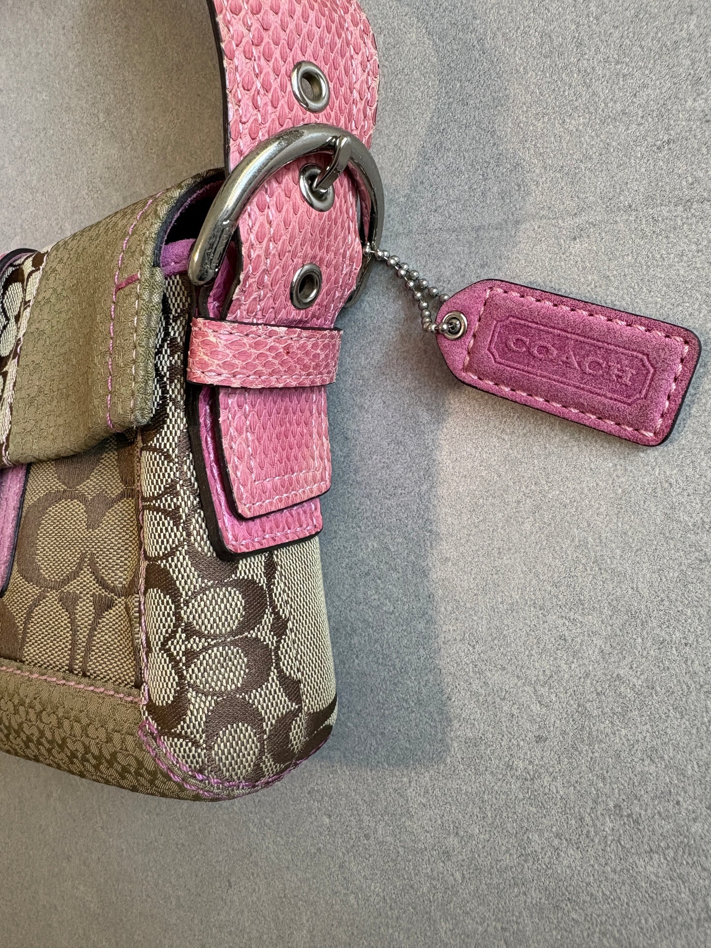 Coach Exotics Soho Patchwork with Pink Snakeskin Shoulder Bag