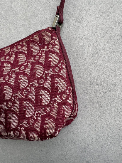 Christian Dior 2000s Red Trotter Monogram Shoulder Bag