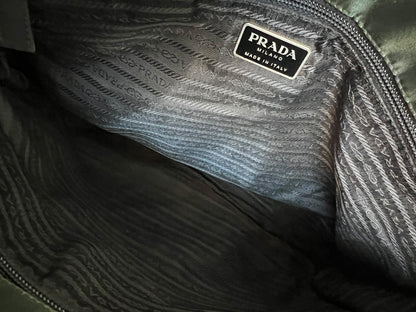 Prada Green Nylon Shoulder Tote Bag