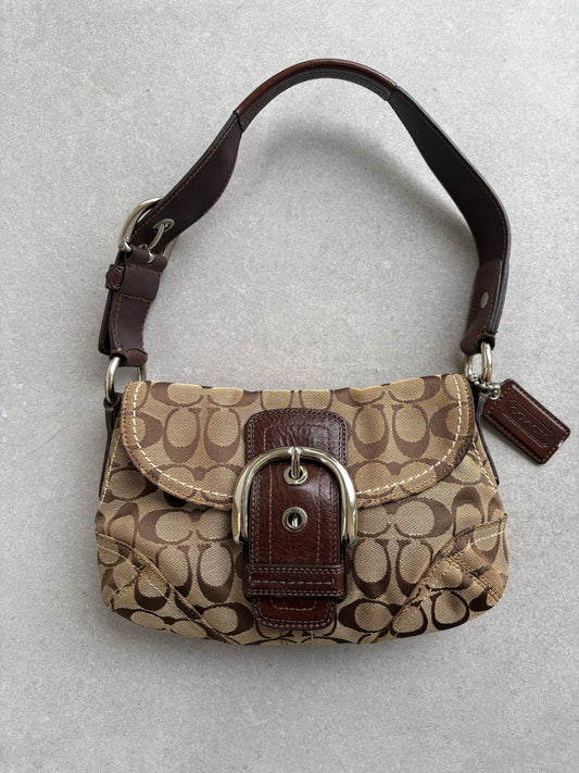 Coach Soho Brown Monogram Shoulder Bag Small