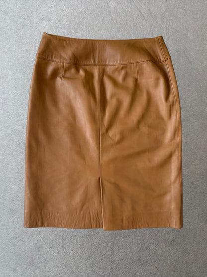 Burberry Tanned Leather Skirt