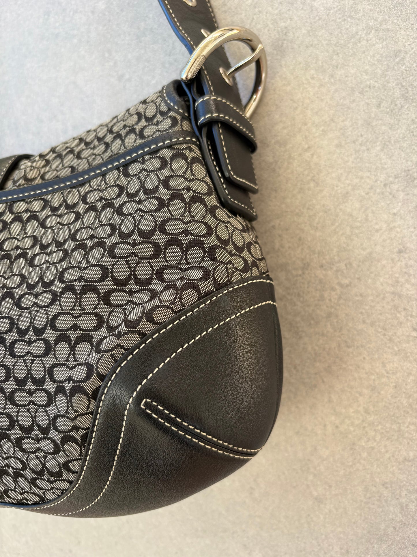 Coach Soho Black and Grey Monogram Shoulder Bag