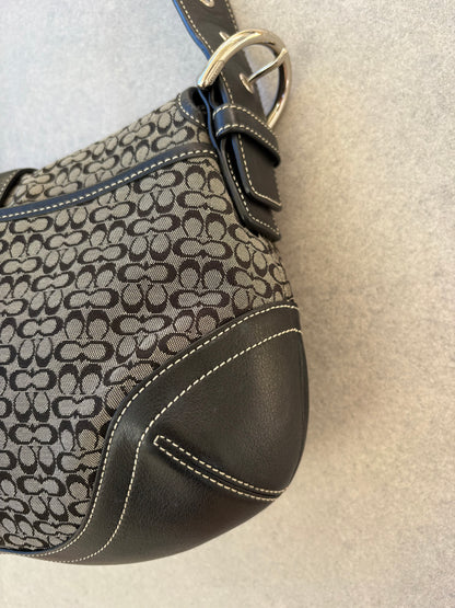 Coach Soho Black and Grey Monogram Shoulder Bag