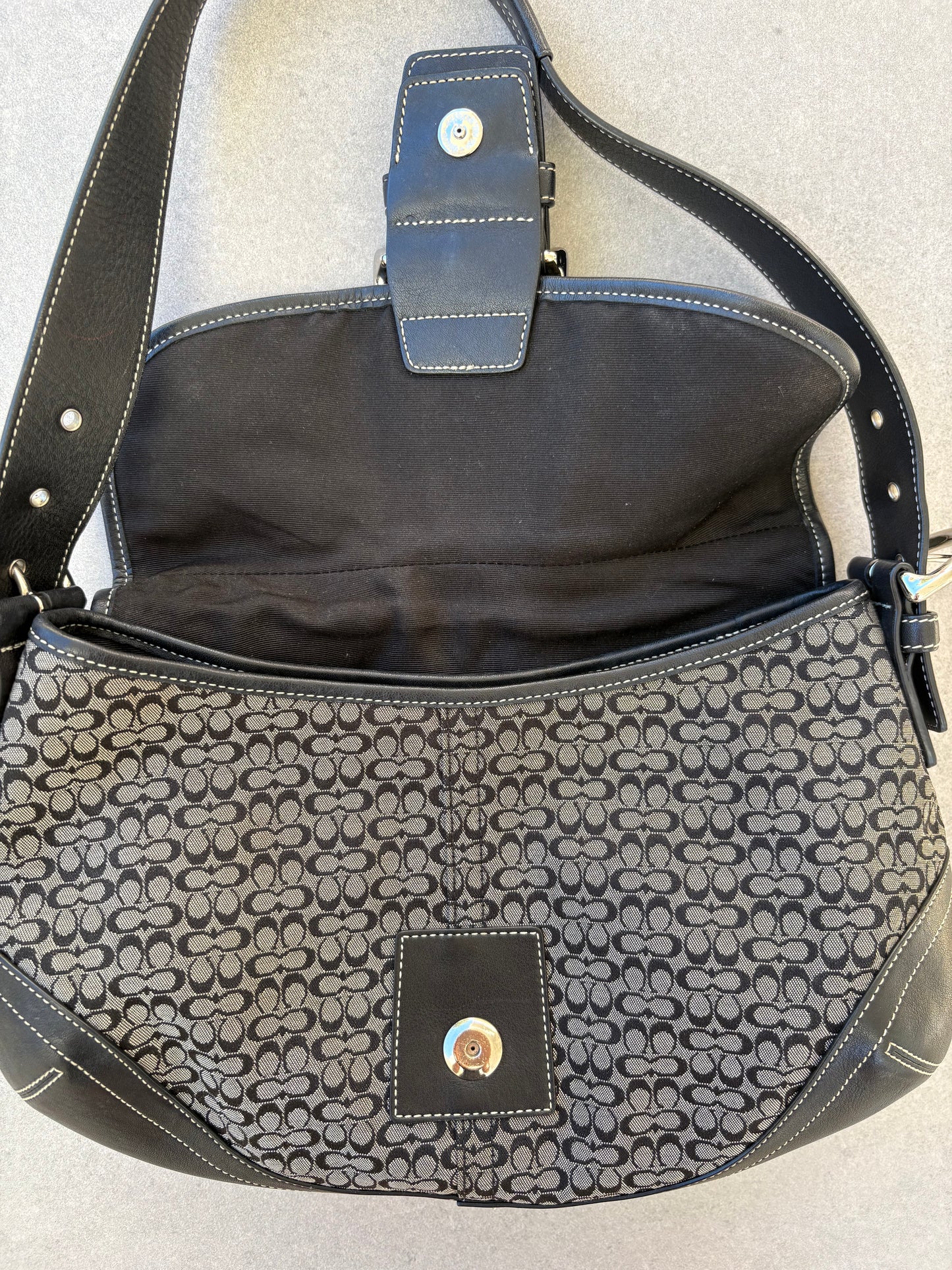 Coach Soho Black and Grey Monogram Shoulder Bag