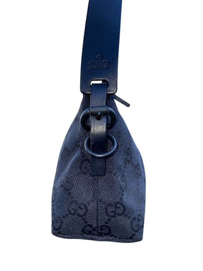 Gucci Black GG Canvas and Leather Pochette