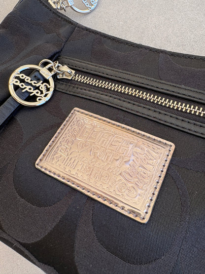 Coach Poppy Black Monogram Shoulder Bag