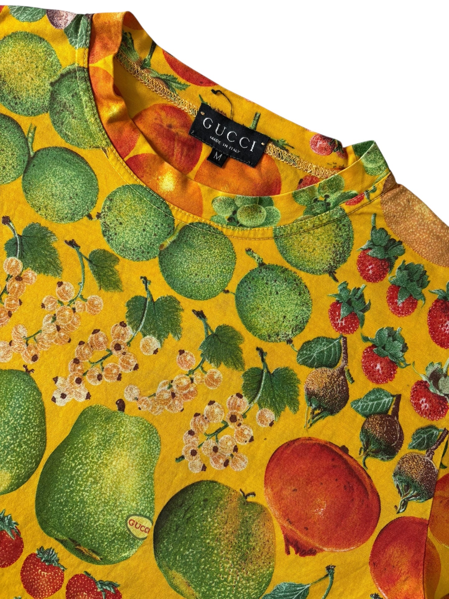 Gucci 1996 by Tom Ford Fruit Print Botanic Green Cotton T-Shirt