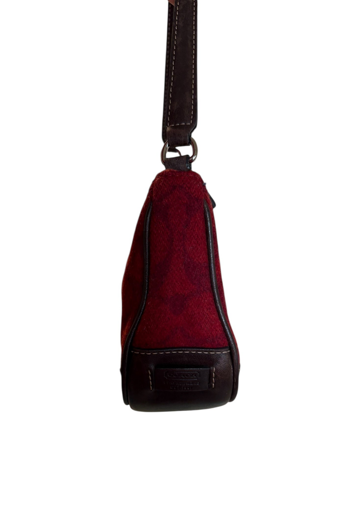 Coach Signature Red Demi Woolen Shoulder Bag