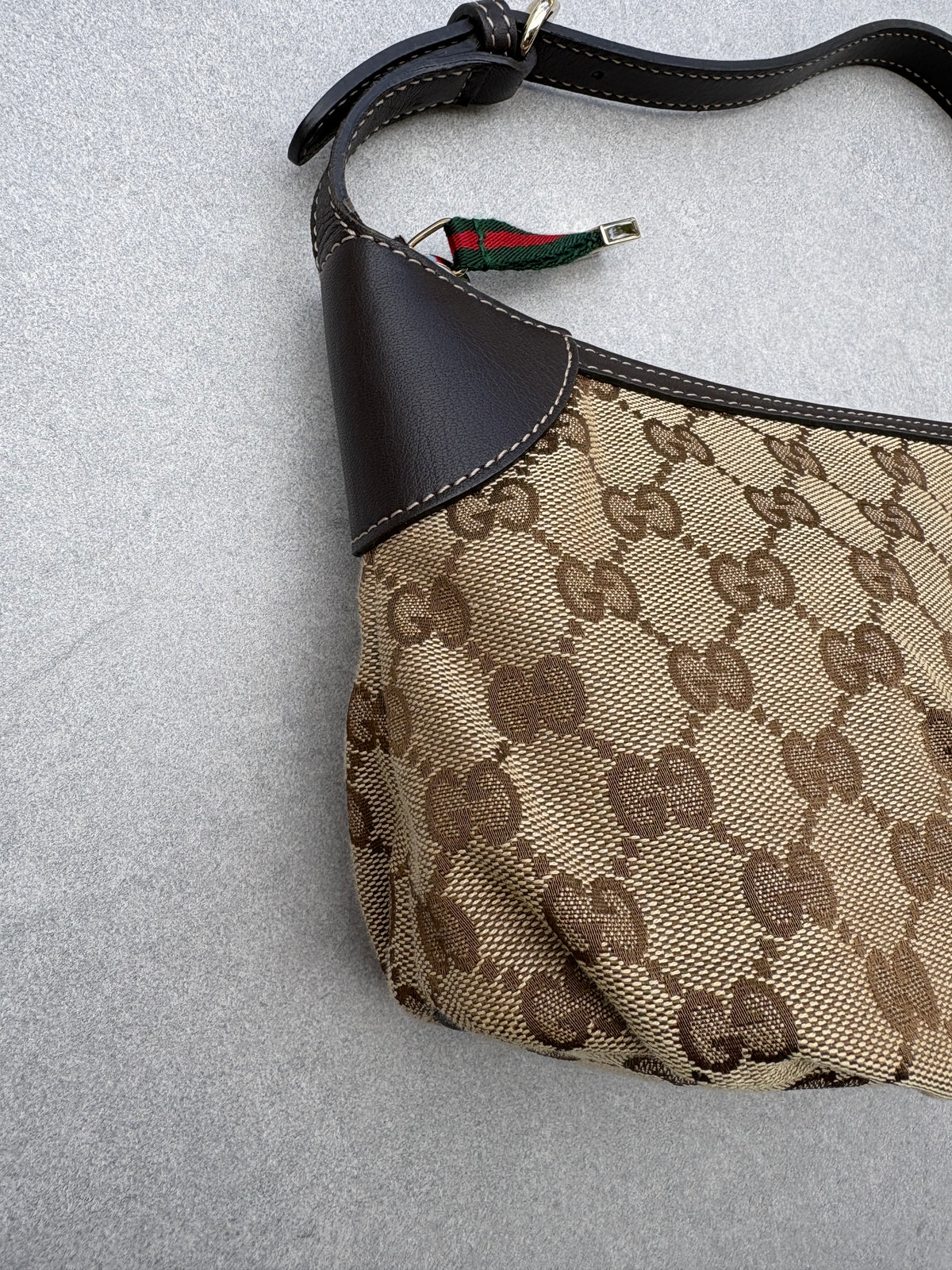Gucci GG Canvas Pochette with Black Trim