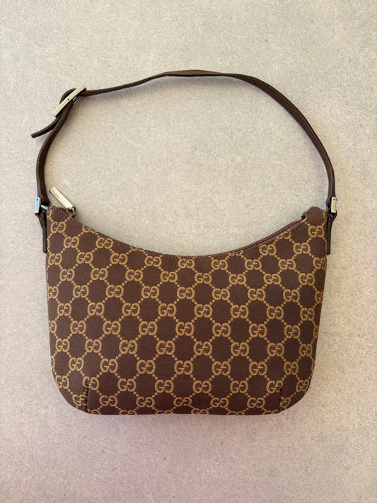 Gucci Brown GG Canvas and Leather Shoulder Bag