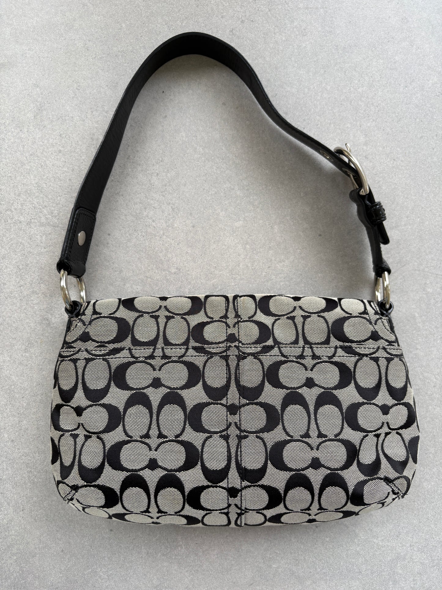 Coach Soho Black and Grey Monogram Shoulder Bag