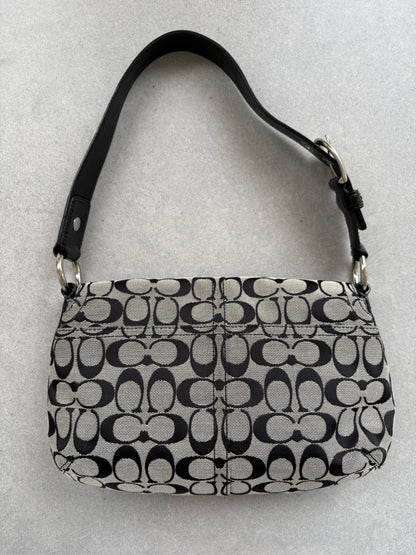 Coach Soho Black and Grey Monogram Shoulder Bag
