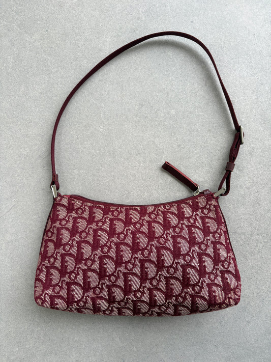 Christian Dior 2000s Red Trotter Monogram Shoulder Bag