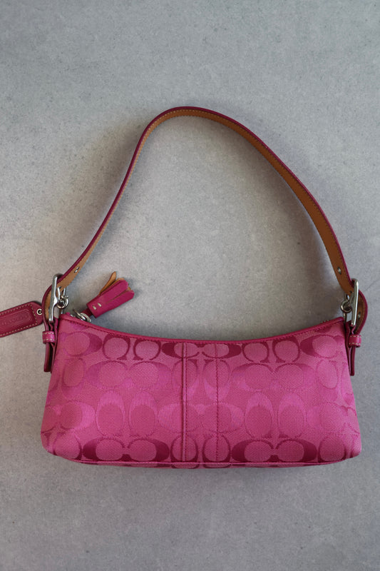 Coach Demi RARE Pink Baguette Shoulder Bag