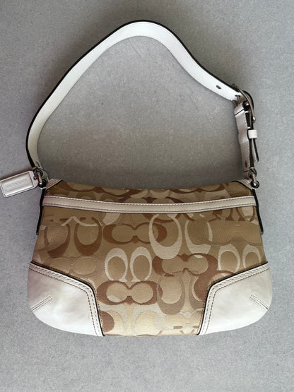 Coach Brown and Cream Optic Turnkey Shoulder Bag