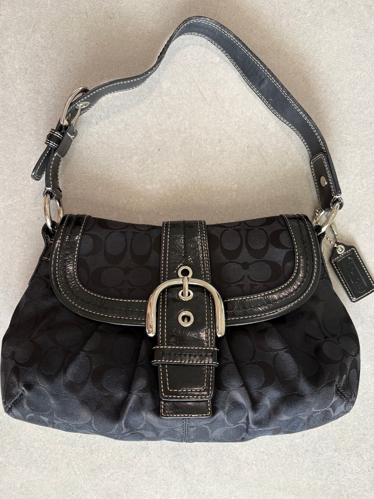 Coach Soho Black Monogram Shoulder Bag