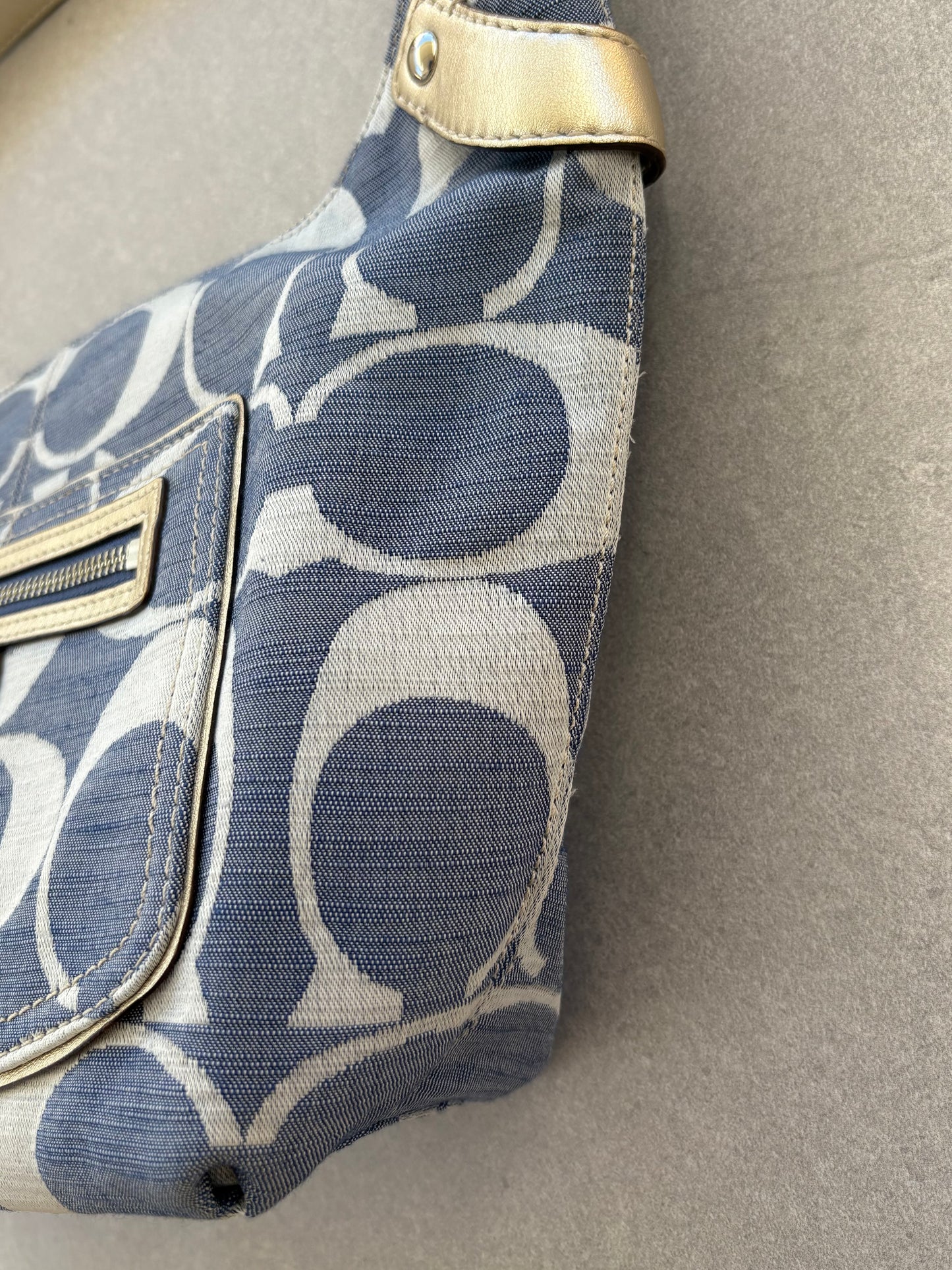 Coach Blue Monogram Shoulder Bag