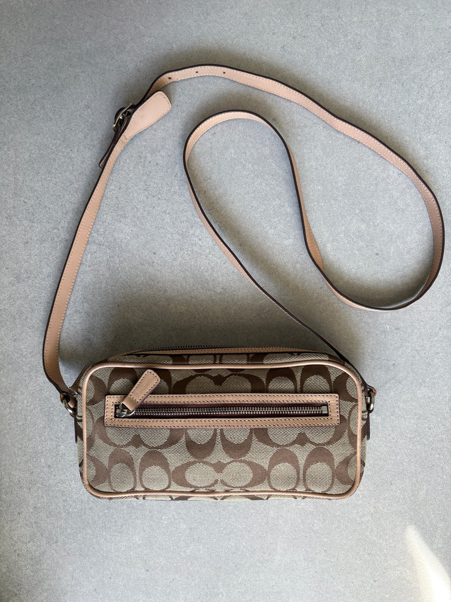 Coach Brown Canvas Signature Crossbody Bag