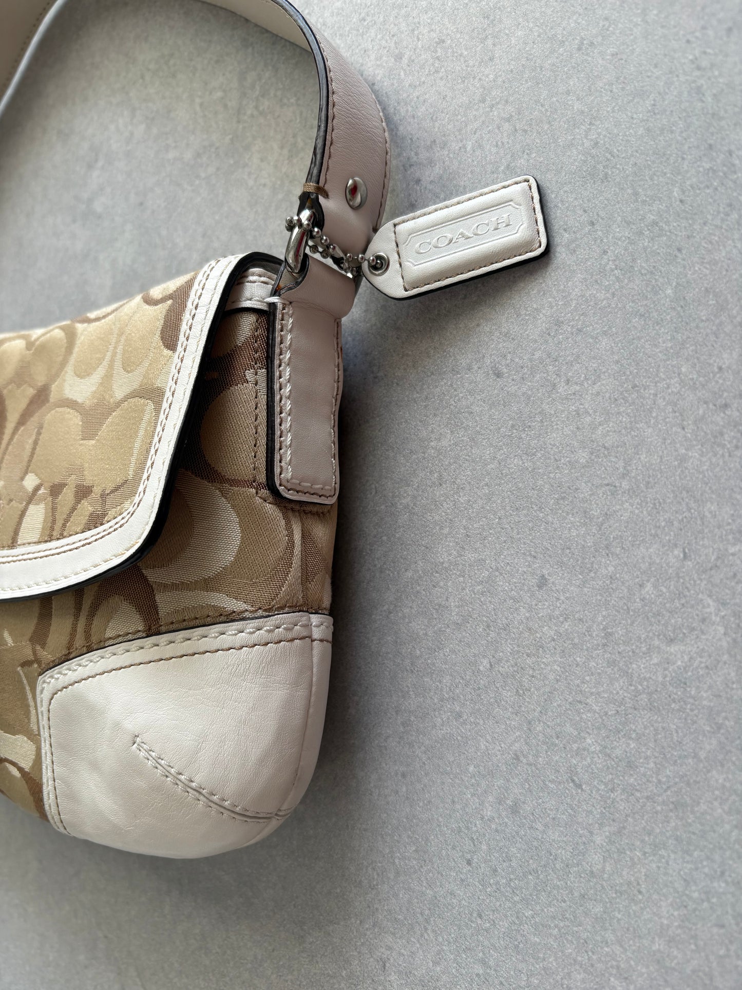 Coach Brown and Cream Optic Turnkey Shoulder Bag