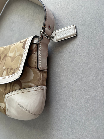 Coach Brown and Cream Optic Turnkey Shoulder Bag