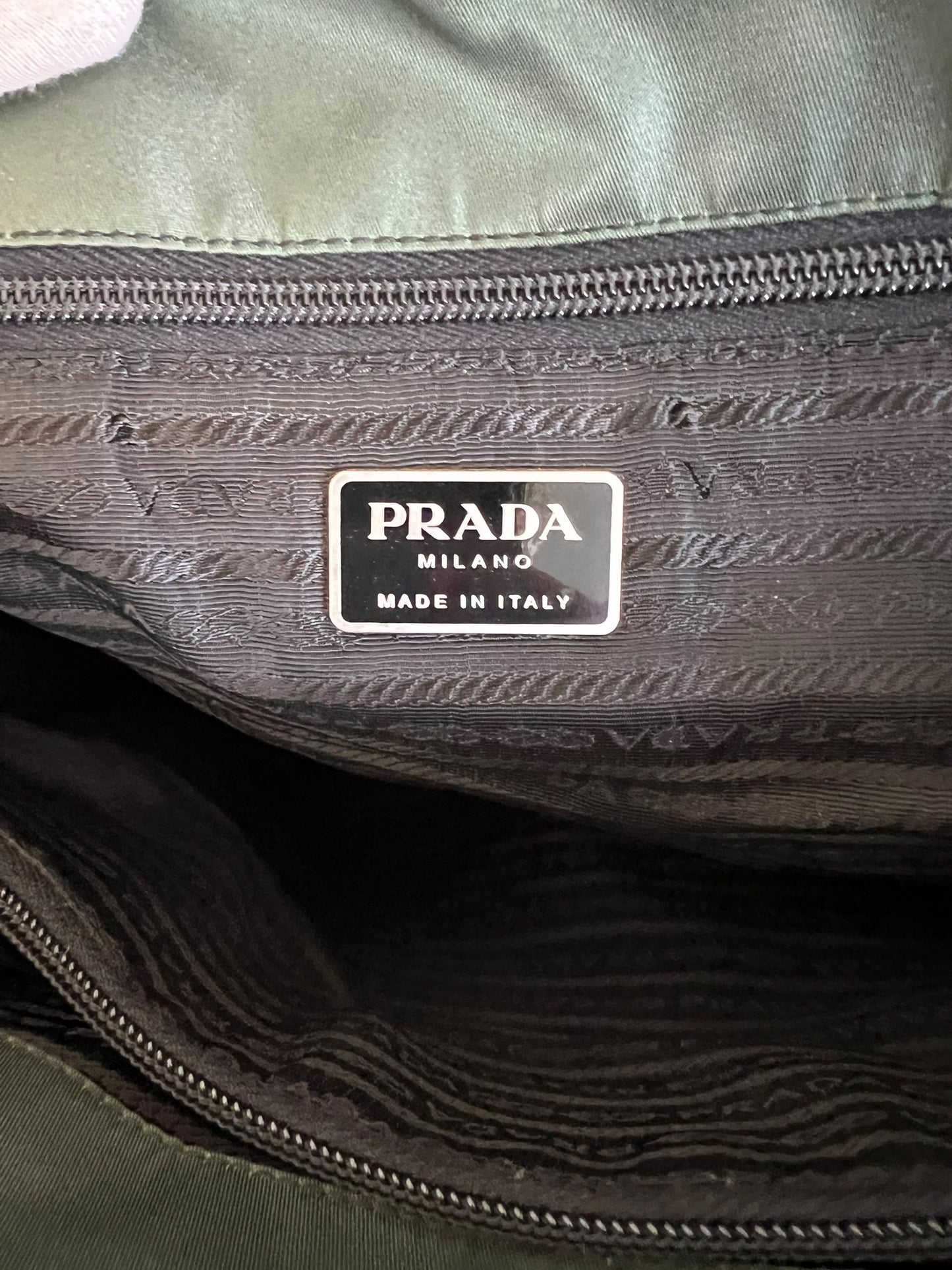 Prada Green Nylon Shoulder Tote Bag