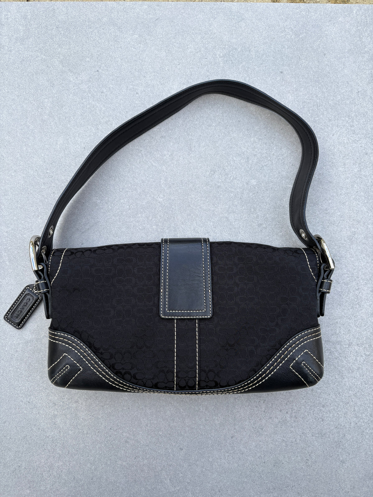 Coach Soho Black Signature Monogram Shoulder Bag