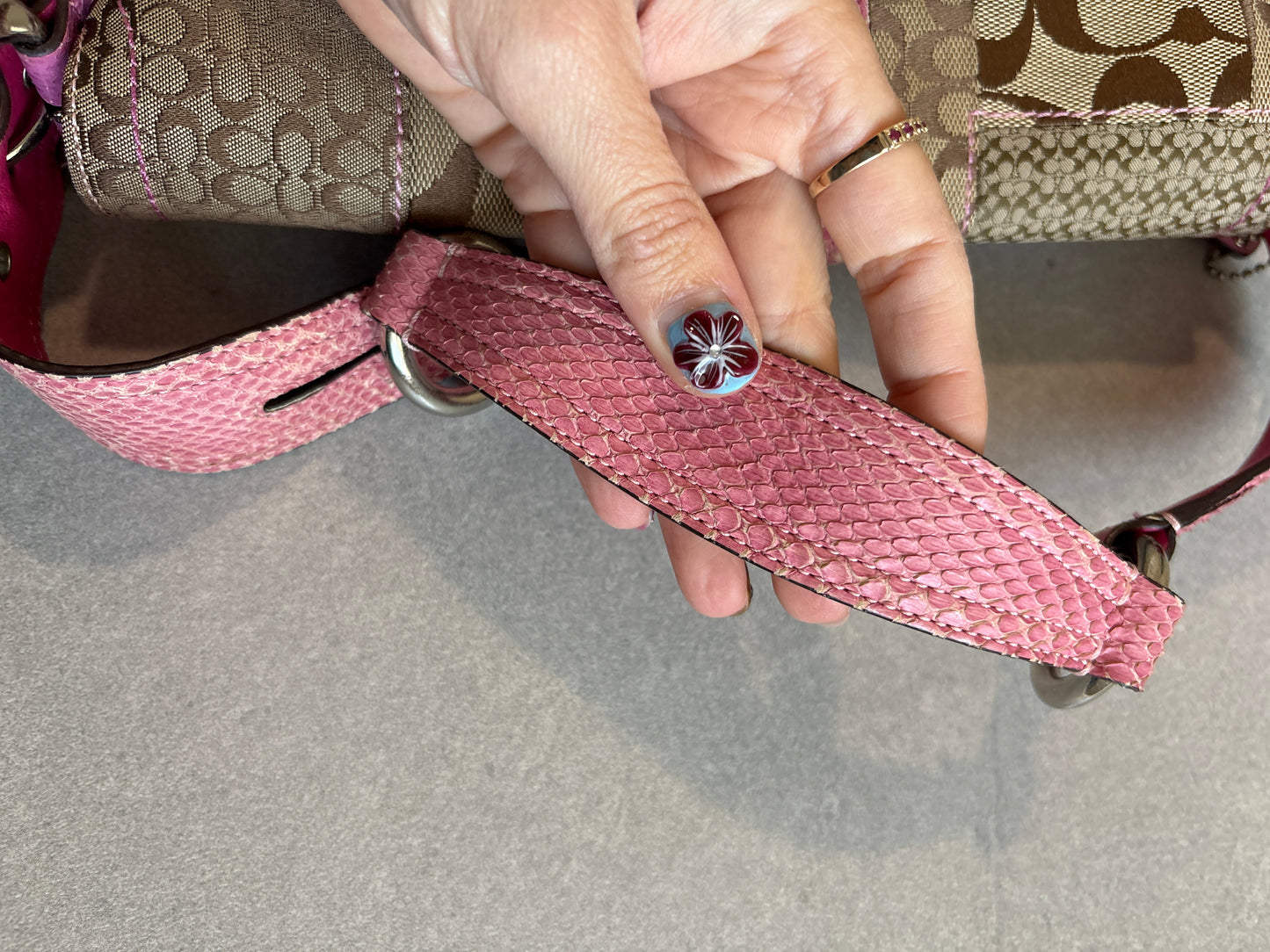 Coach Exotics Soho Patchwork with Pink Snakeskin Shoulder Bag