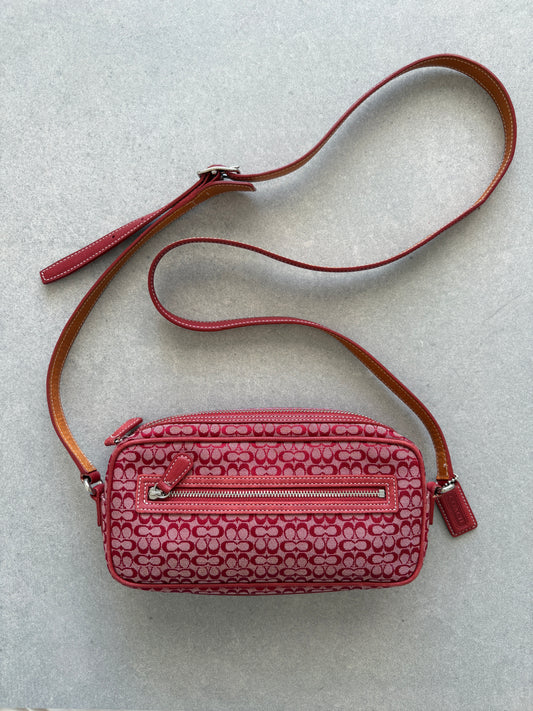 Coach Red Canvas Signature Crossbody Bag