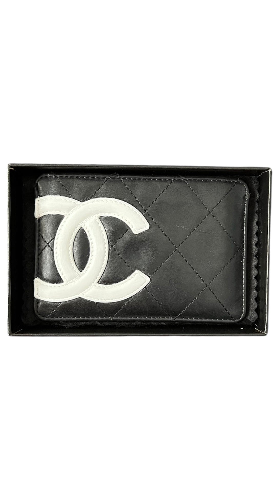 Chanel Black Quilted Lambskin Cambon Card Holder