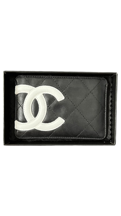 Chanel Black Quilted Lambskin Cambon Card Holder