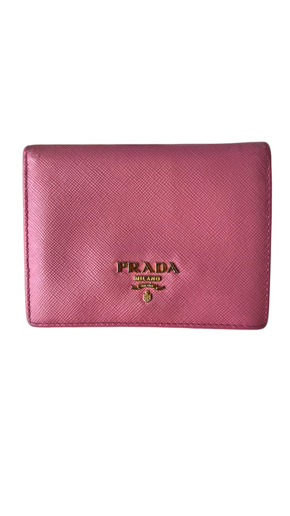 Prada Pink Saffiano Compact Wallet