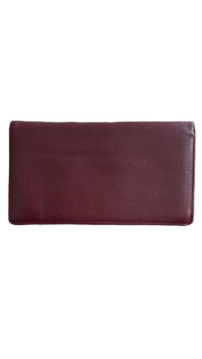 Chanel Maroon Lambskin Leather Long Wallet