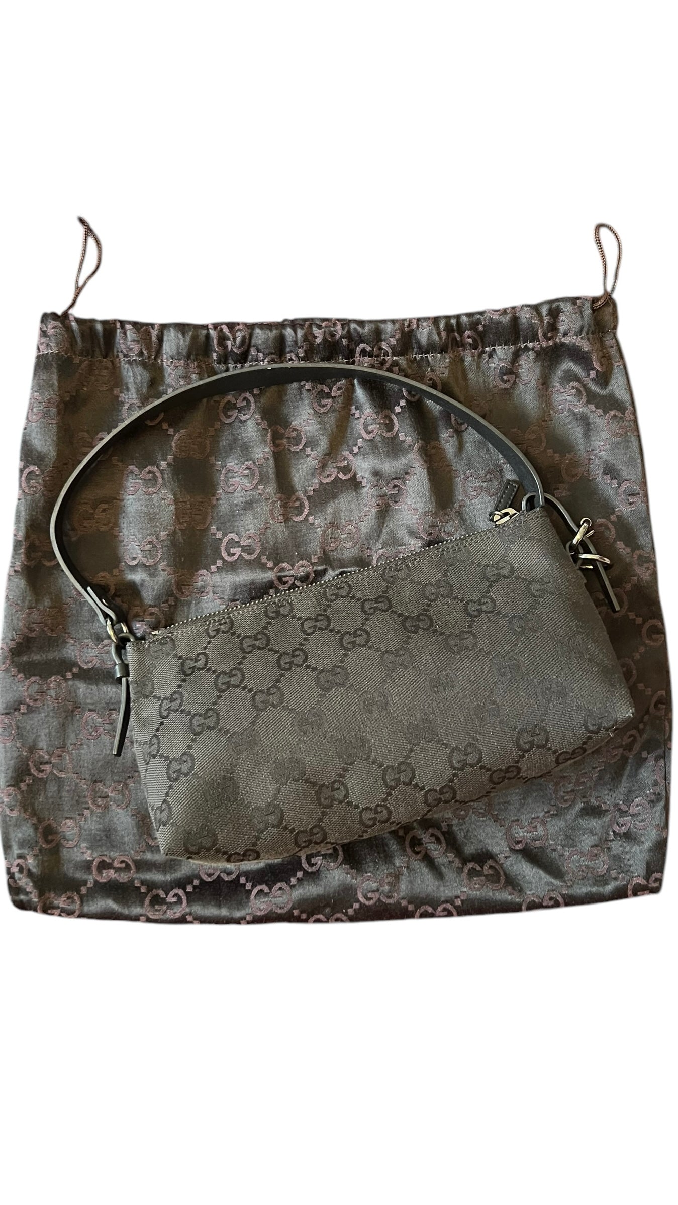 Gucci Black GG Canvas and Leather Pochette