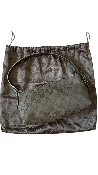 Gucci Black GG Canvas and Leather Pochette