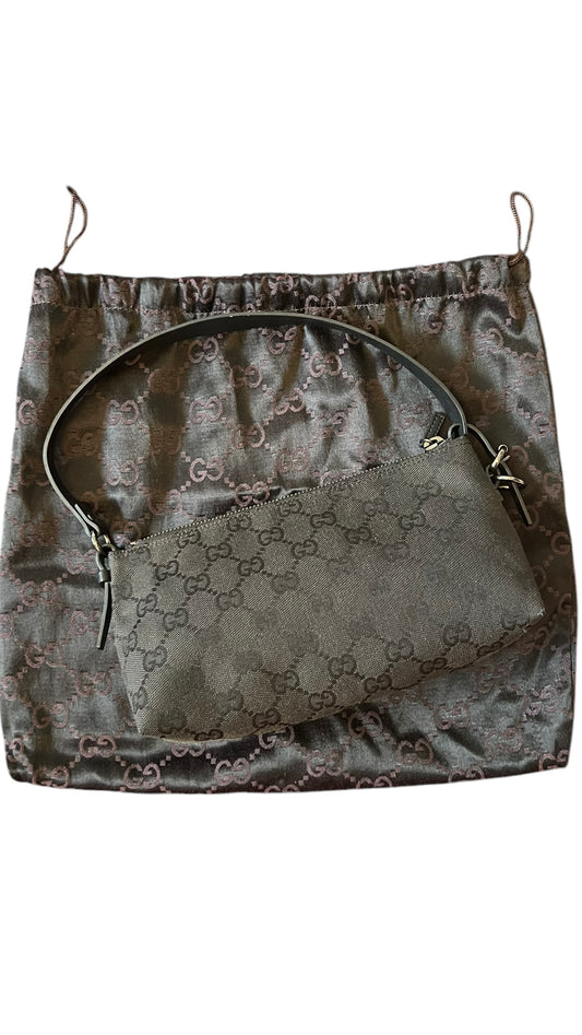 Gucci Black GG Canvas and Leather Pochette