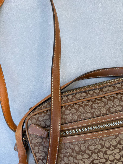 Coach Brown Canvas Signature Crossbody Bag