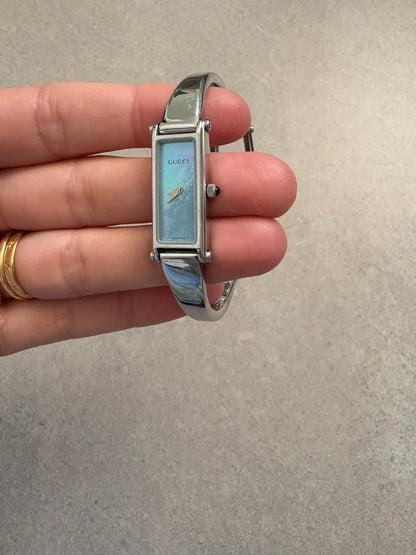 Gucci Stainless Steel Women Wrist Watch Mod 1500 L Blue Dial