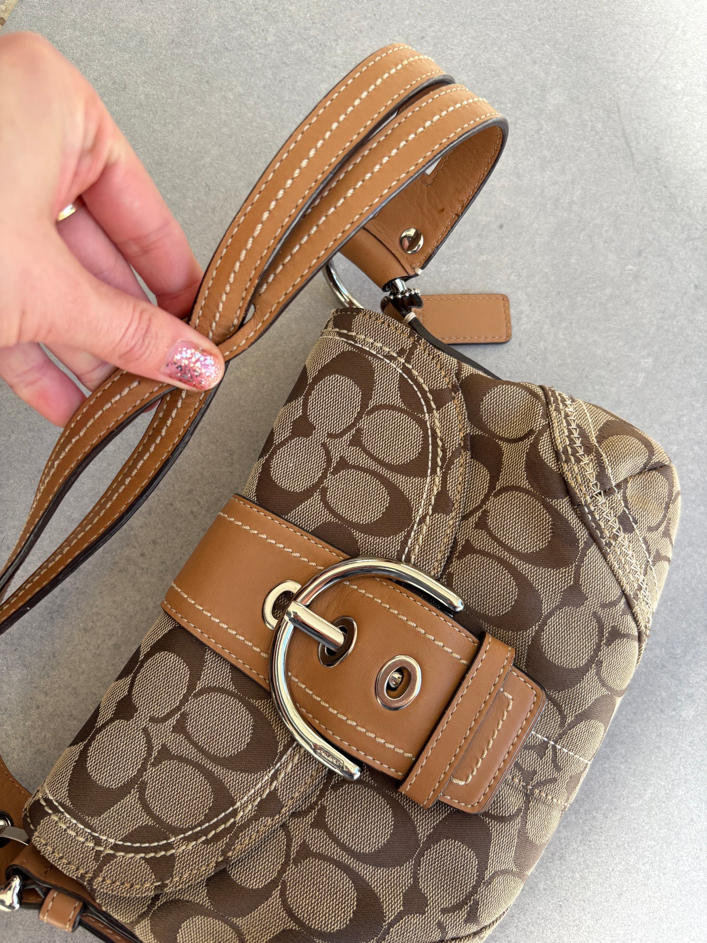 Coach Soho Brown Monogram Shoulder Bag