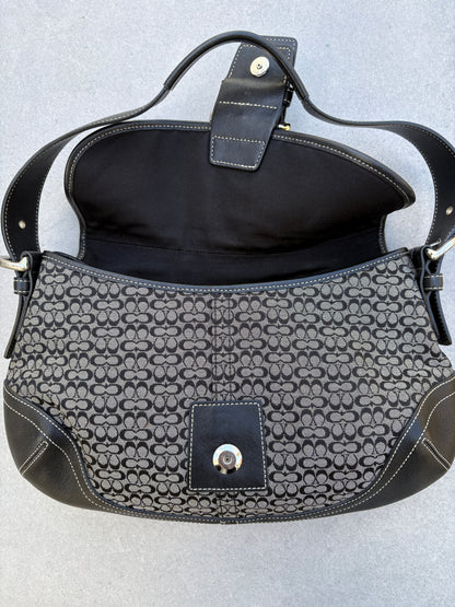 Coach Soho Black Monogram Shoulder Bag