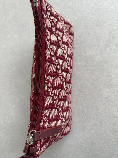 Christian Dior 2000s Red Trotter Monogram Shoulder Bag