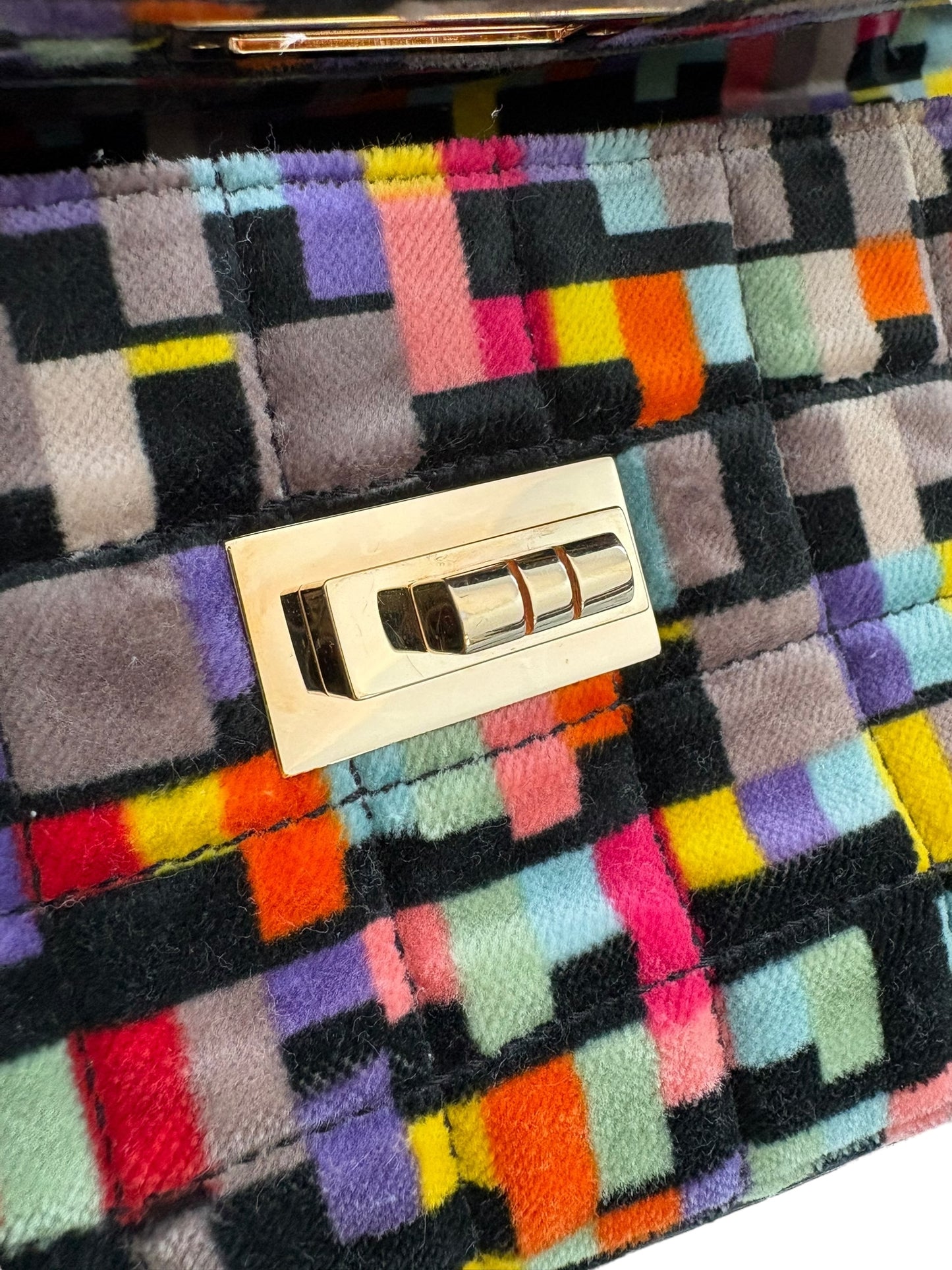 Chanel Shoulder Bag No. 6 Flap Velvet Multicolor Black