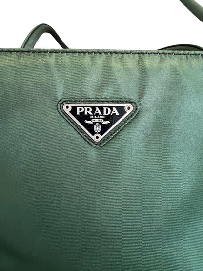 Prada Green Nylon Shoulder Tote Bag