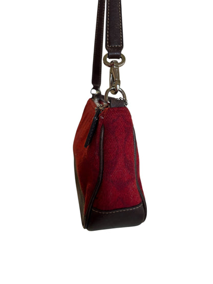 Coach Signature Red Demi Woolen Shoulder Bag