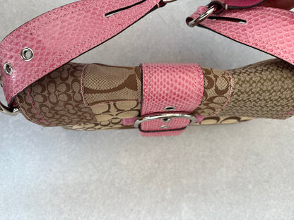 Coach Exotics Soho Patchwork with Pink Snakeskin Shoulder Bag