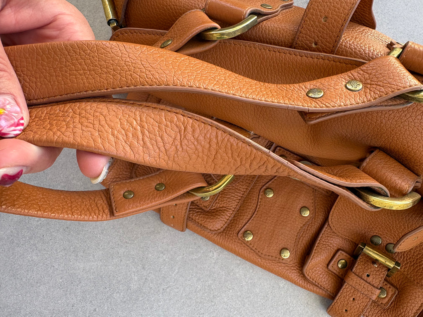 Mulberry Roxanne Tan Grained Leather Satchel Bag