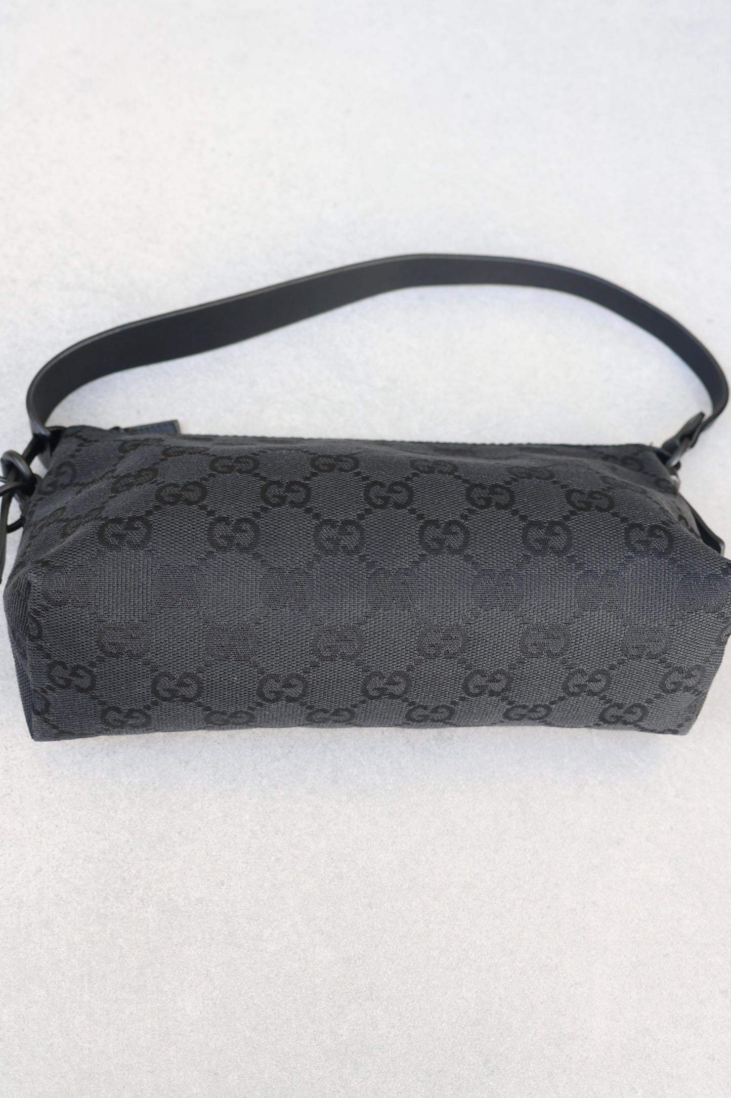 Gucci Black GG Canvas and Leather Pochette