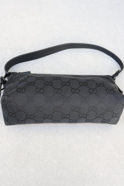 Gucci Black GG Canvas and Leather Pochette